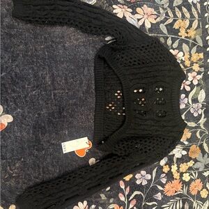 Cider Black Cropped Knit Sweater